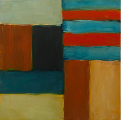 Sean Scully: Cut Ground Blue Red, 2011, oil on linen, 153 x 153 cm, 60.2 x 60.2 in; courtesy the artists / Kerlin Gallery Dublin | Sean Scully: Cut Ground | Thursday 6 October – Saturday 19 November 2011 | Kerlin Gallery