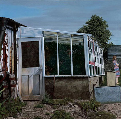 Martin Gale: Glasshouse, 1984, oil on canvas, 92x95cm; AIB Group Art Collection; image courtesy of the artist | Draíocht Martin Gale: Glasshouse, 1984, oil on canvas, 92x95cm; AIB Group Art Collection; image courtesy of the artist | Draíocht