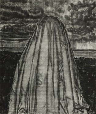 Gary Coyle: Haunted, charcoal on paper, 129 x 90 cm, 2012 | Gary Coyle: Hello Darkness | Friday 1 June – Saturday 30 June 2012 | Kevin Kavanagh