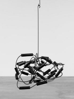Eva Rothschild: Black Atom, 2013, steel, concrete, paint, 98 x 61 x 68cm. © Eva Rothschild. Courtesy Galerie Eva Presenhuber, Zurich. | Eva Rothschild | Friday 23 May – Sunday 21 September 2014 | 