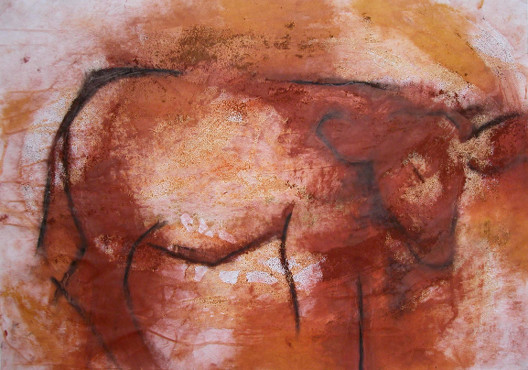 Debra Bowden: Cave I, 59 x 83 cm, sawdust, pigment, oil bar on paper, 2011 | Debra Bowden: Beginnings | Wednesday 19 November – Monday 15 December 2014 | Toradh Gallery